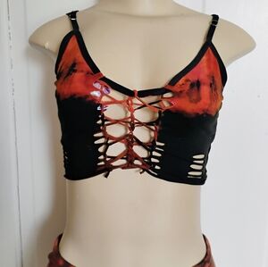 Tie-Dye Slit Weave Tank Top